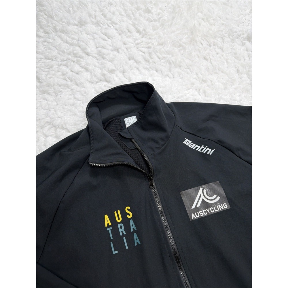 AUSTRALIA Cycling Jacket SMS Santini Black AUS Stretch Mens Sz XL Active Light